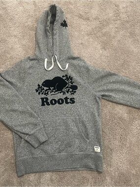 Roots Salt & Pepper Gray Kanga Hoodie with Black Logo